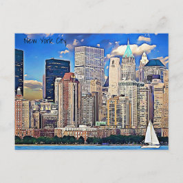 New York City Sailboat & Buildings Briefkaart