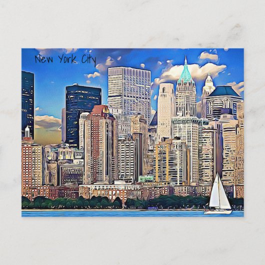 New York City Sailboat & Buildings Briefkaart (Voorkant)