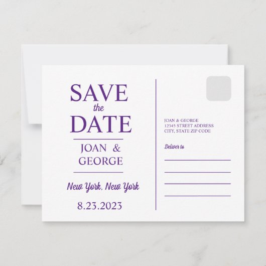 New York City Save The Date (Achterkant)