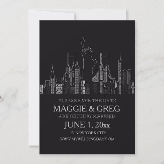 New York City Save The Date Aankondiging (Voorkant)