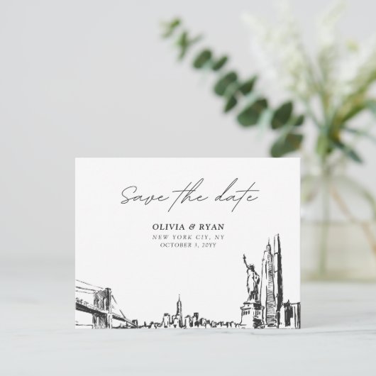 New York City Save the Date Briefkaart voor bruilo (Staand voorkant)