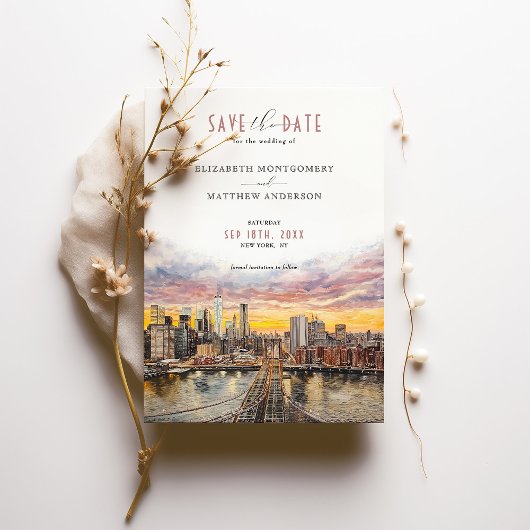 New York City Save-the-Date Brooklyn Bridge beroem Kaart