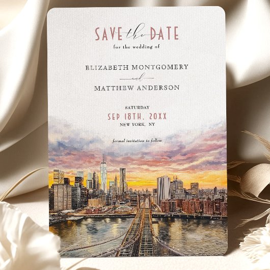 New York City Save-the-Date Brooklyn Bridge beroem Kaart