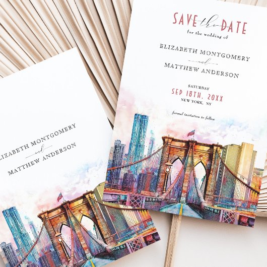 New York City Save-the-Date Brooklyn Bridge beroem Kaart