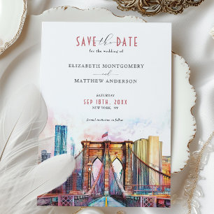New York City Save-the-Date Brooklyn Bridge beroem Kaart