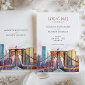 New York City Save-the-Date Brooklyn Bridge beroem Kaart