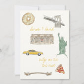 New York City save the date met tekeningen Kaart (Voorkant)