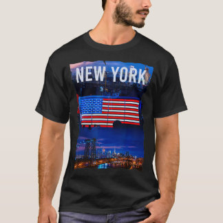 New York City Scape Patriotic New Yorkers NYC Resi T-shirt