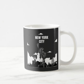 new york city scenery lijn stijl t-shirt koffiemok
