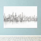 New York City, schetsstijl met potlood Canvas Afdruk (Insitu (Houten vloer))