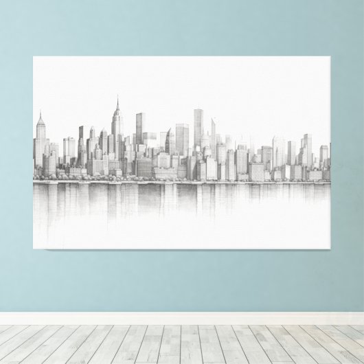 New York City, schetsstijl met potlood Canvas Afdruk (Insitu (Houten vloer))