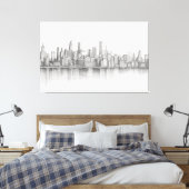 New York City, schetsstijl met potlood Canvas Afdruk (Insitu (Slaapkamer))