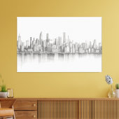 New York City, schetsstijl met potlood Canvas Afdruk (Insitu (Woonkamer))
