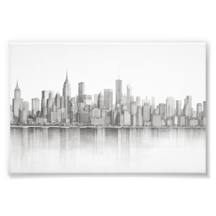 New York City, schetsstijl met potlood Foto Afdruk