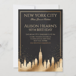 New York City Silhouet 50ste Verjaardag Zwart & Go Kaart