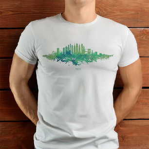 New York City Silhouet Aquarel in blauw en groen T-shirt