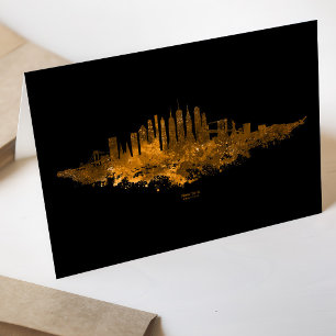 New York City Silhouet Aquarel in oranje Bedankkaart