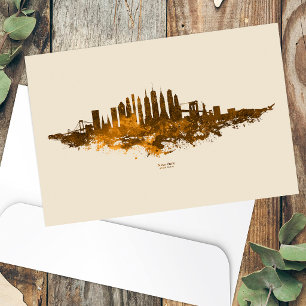 New York City Silhouet Aquarel in oranje Briefkaart
