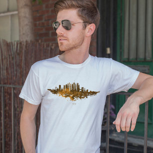 New York City Silhouet Aquarel in oranje T-shirt
