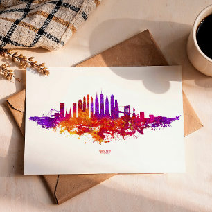 New York City Silhouet Aquarel op Wit Briefkaart