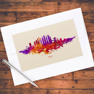 New York City Silhouet Aquarel op Wit Rechthoekige Sticker