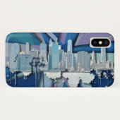New York City Silhouet | Blauw 3D Case-Mate iPhone Case (Achterkant (horizontaal))