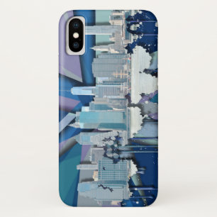 New York City Silhouet   Blauw 3D Case-Mate iPhone Case
