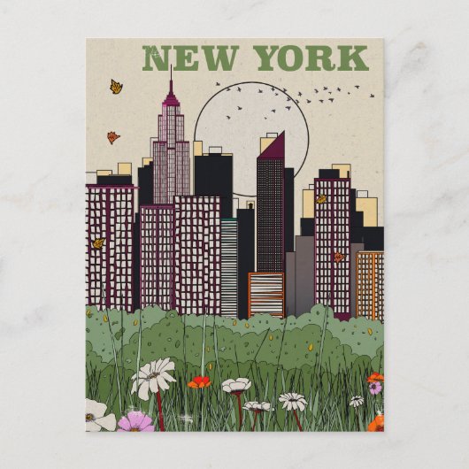 New York City Silhouet Briefkaart (Voorkant)