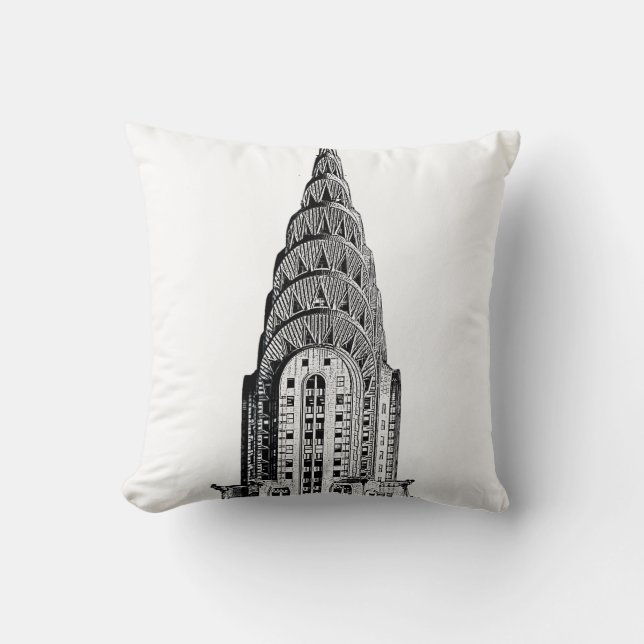 New York City Silhouet: Chrysler Building Koepel Kussen (Voorkant)
