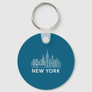 New York City Silhouet Minimalistische Witte Lijn Sleutelhanger