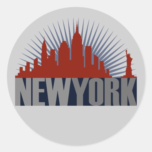 New York City Silhouet Ronde Sticker (Voorkant)