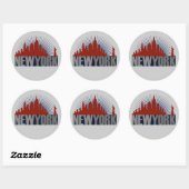 New York City Silhouet Ronde Sticker (Vel)