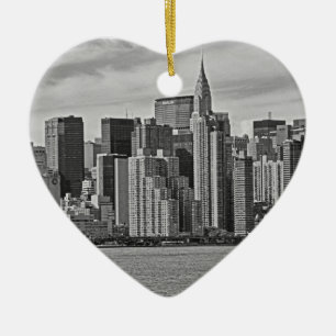 New York City Silhouet vanaf de East River Z&W Keramisch Ornament