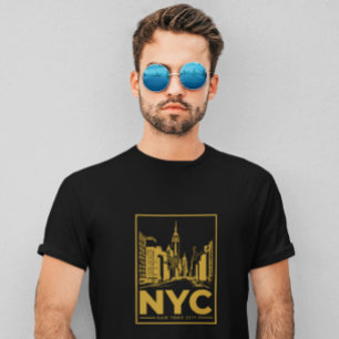 New York City Silhouet – Vintage Goud & Zwart T-shirt