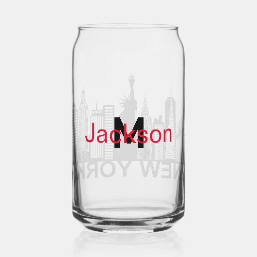 New York City silhouette Blikvorm Glas (Achterkant)