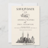 New York City Silhouette Bruiloft Save The Date (Voorkant)