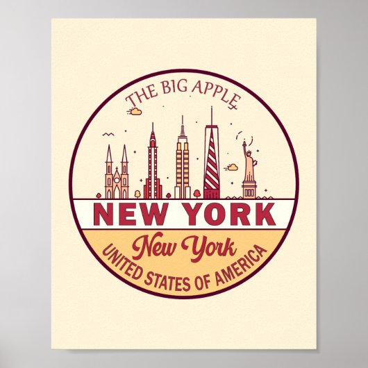 New York City Silhouette Embleem Poster (Voorkant)
