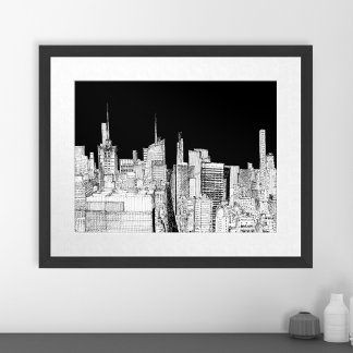 New York City Silhouette Inkt Reis Schets Poster