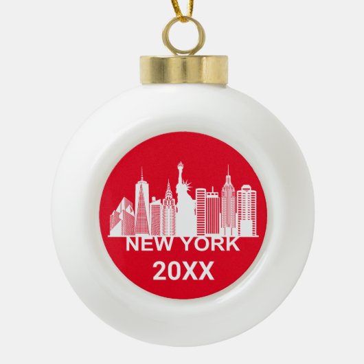 New York City silhouette Keramische Bal Ornament (Voorkant)
