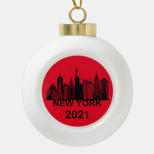New York City silhouette Keramische Bal Ornament