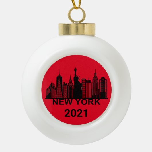 New York City silhouette Keramische Bal Ornament (Voorkant)