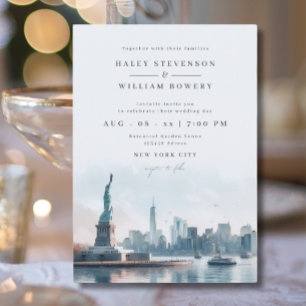 New York City Silhouette Liberty Bestemming Trouwe Kaart