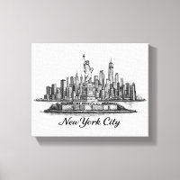 New York City Silhouette Lijn Kunst Illustratie