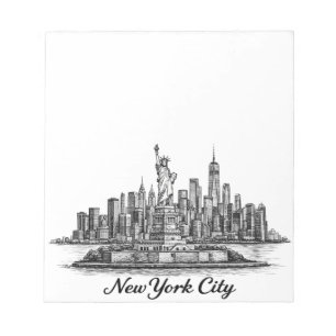New York City Silhouette Lijn Kunst Illustratie Notitieblok