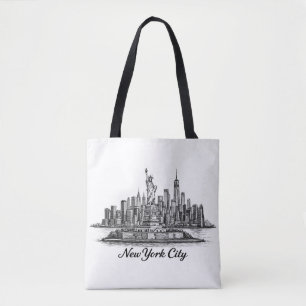 New York City Silhouette Lijn Kunst Illustratie Tote Bag