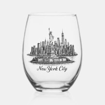 New York City Silhouette Lijn Kunst Illustratie