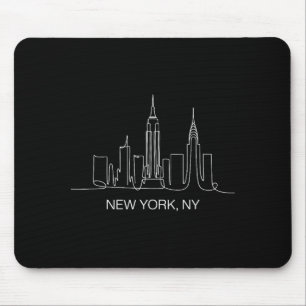 New York City Silhouette Lijn Kunst Tekening Nyc S Muismat