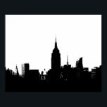 New York City Silhouette Pop Art Poster<br><div class="desc">Black & White Artistic New York City Night Digital Afbeelding - Verenigde Staten van Amerika's grote steden</div>