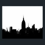 New York City Silhouette Pop Art Poster<br><div class="desc">Black & White Artistic New York City Night Digital Afbeelding - Verenigde Staten van Amerika's grote steden</div>