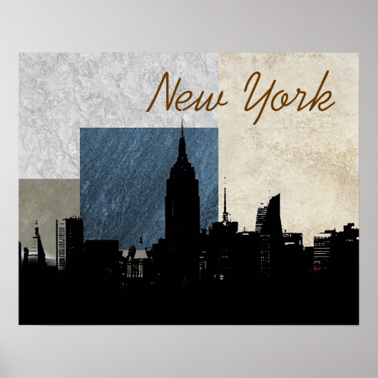 New York City Silhouette Pop Kunst Poster (Voorkant)